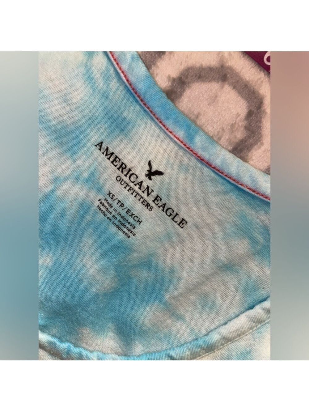 Y2K American Eagle tank top blue tie-dyed surf shirt top - Picture 8 of 11